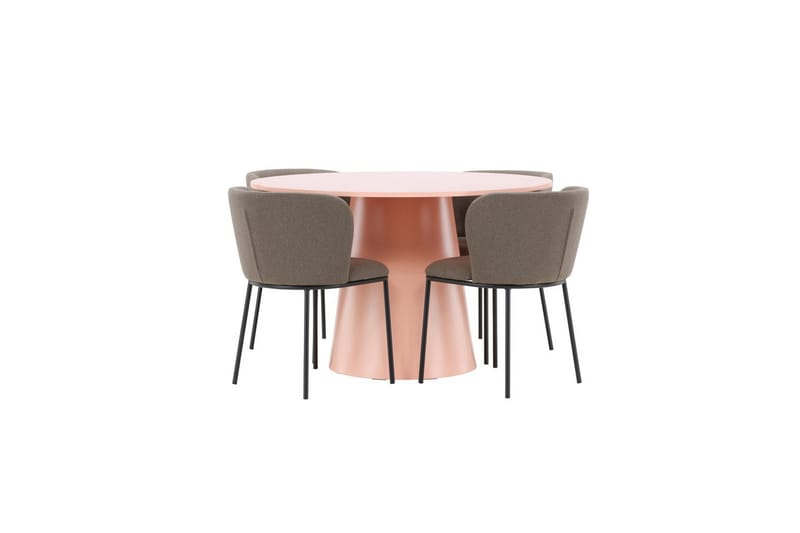 Matgrupp Lanzo Runt 120 cm Rosa med 4st Edina Stolar Svart / Brun - Svart / Brun - Möbler - Bord & matgrupp - Matgrupp