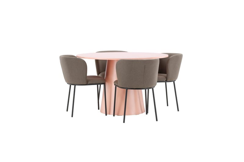 Matgrupp Lanzo Runt 120 cm Rosa med 4st Edina Stolar Svart / Brun - Svart / Brun - Möbler - Bord & matgrupp - Matgrupp