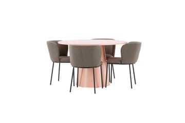 Matgrupp Lanzo Runt 120 cm Rosa med 4st Edina Stolar Svart / Brun - Svart / Brun - Möbler - Bord & matgrupp - Matgrupp