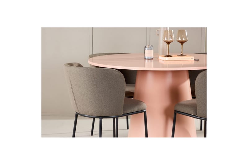 Matgrupp Lanzo Runt 120 cm Rosa med 4st Edina Stolar Svart / Brun - Svart / Brun - Möbler - Bord & matgrupp - Matgrupp
