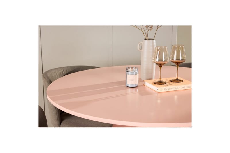Matgrupp Lanzo Runt 120 cm Rosa med 4st Edina Stolar Svart / Brun - Svart / Brun - Möbler - Bord & matgrupp - Matgrupp