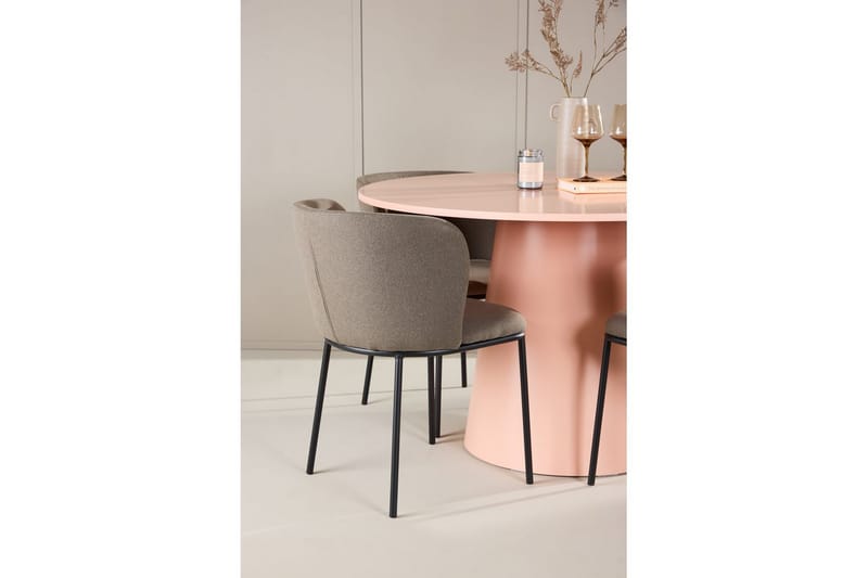 Matgrupp Lanzo Runt 120 cm Rosa med 4st Edina Stolar Svart / Brun - Svart / Brun - Möbler - Bord & matgrupp - Matgrupp