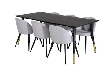 Matgrupp Larrinzar 180 cm Rektangulär med 6 Longreone Stolar - Svart - Möbler - Bord & matgrupp - Matgrupp