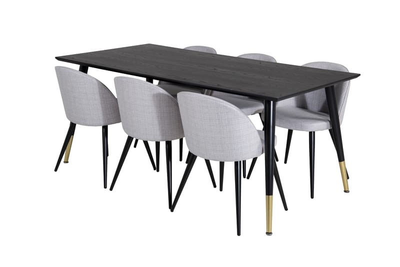 Matgrupp Larrinzar 180 cm Rektangulär med 6 Longreone Stolar - Svart - Möbler - Bord & matgrupp - Matgrupp