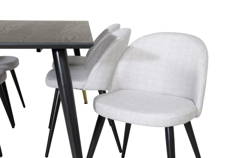 Matgrupp Larrinzar 180 cm Rektangulär med 6 Longreone Stolar - Svart - Möbler - Bord & matgrupp - Matgrupp