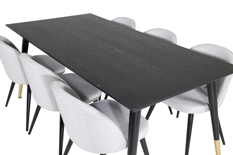 Matgrupp Larrinzar 180 cm Rektangulär med 6 Longreone Stolar - Svart - Möbler - Bord & matgrupp - Matgrupp