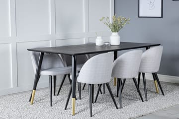Matgrupp Larrinzar 180 cm Rektangulär med 6 Longreone Stolar - Svart - Möbler - Bord & matgrupp - Matgrupp