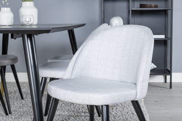 Matgrupp Larrinzar 180 cm Rektangulär med 6 Longreone Stolar - Svart - Möbler - Bord & matgrupp - Matgrupp