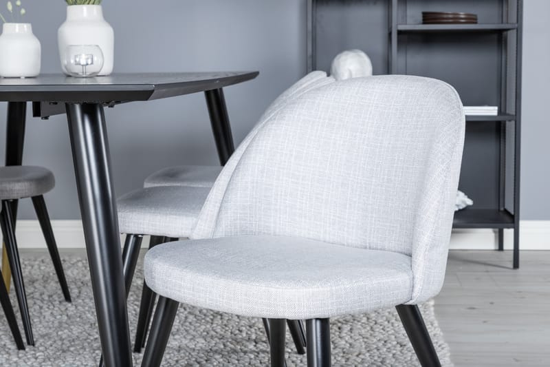 Matgrupp Larrinzar 180 cm Rektangulär med 6 Longreone Stolar - Svart - Möbler - Bord & matgrupp - Matgrupp