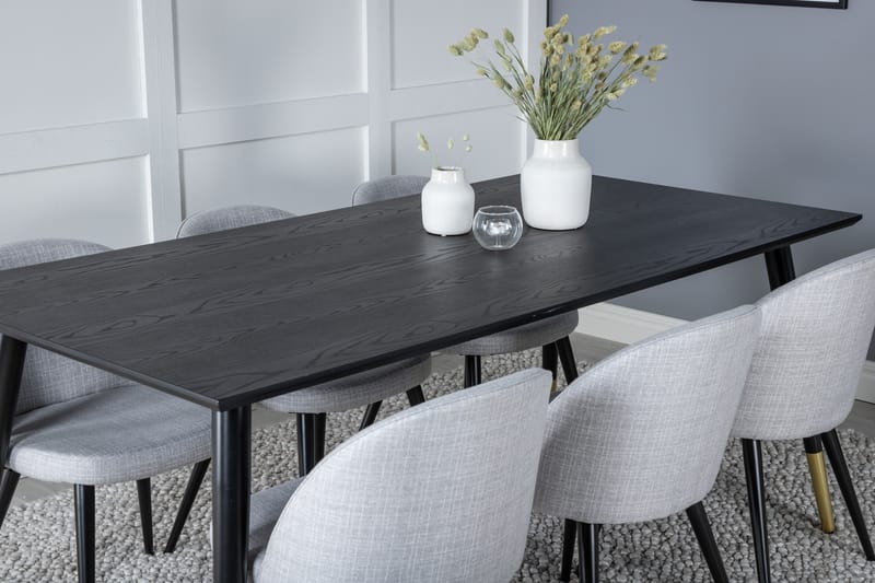 Matgrupp Larrinzar 180 cm Rektangulär med 6 Longreone Stolar - Svart - Möbler - Bord & matgrupp - Matgrupp