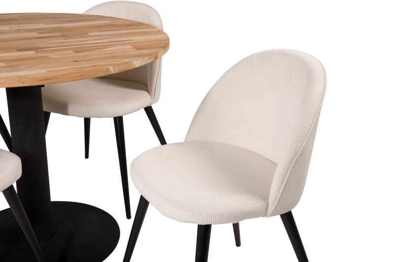 Matgrupp Laura 100 cm Rund med 4 Longreone Stolar - Beige - Möbler - Bord & matgrupp - Matgrupp
