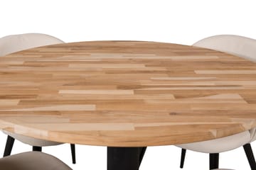 Matgrupp Laura 100 cm Rund med 4 Longreone Stolar - Beige - Möbler - Bord & matgrupp - Matgrupp