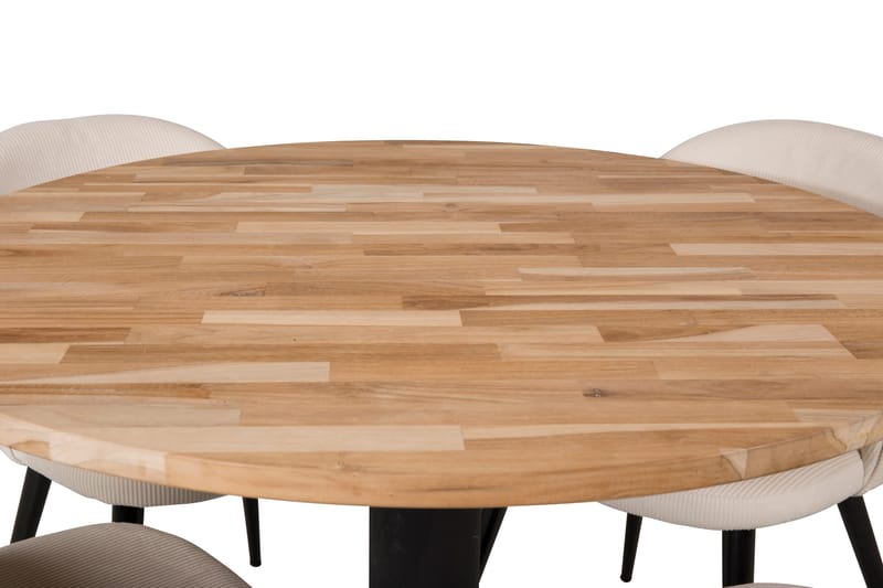 Matgrupp Laura 100 cm Rund med 4 Longreone Stolar - Beige - Möbler - Bord & matgrupp - Matgrupp