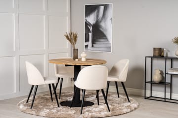 Matgrupp Laura 100 cm Rund med 4 Longreone Stolar - Beige - Möbler - Bord & matgrupp - Matgrupp