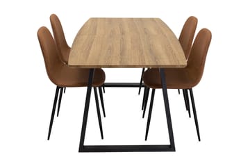 Leah Förlängningsbart Matgrupp med 4 Pontus Köksstol - Konstläder Brun/Beige - Möbler - Bord & matgrupp - Matgrupp