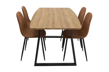Leah Förlängningsbart Matgrupp med 4 Pontus Köksstol - Konstläder Brun/Beige - Möbler - Bord & matgrupp - Matgrupp