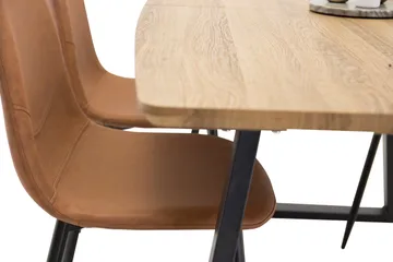 Leah Förlängningsbart Matgrupp med 4 Pontus Köksstol - Konstläder Brun/Beige - Möbler - Bord & matgrupp - Matgrupp