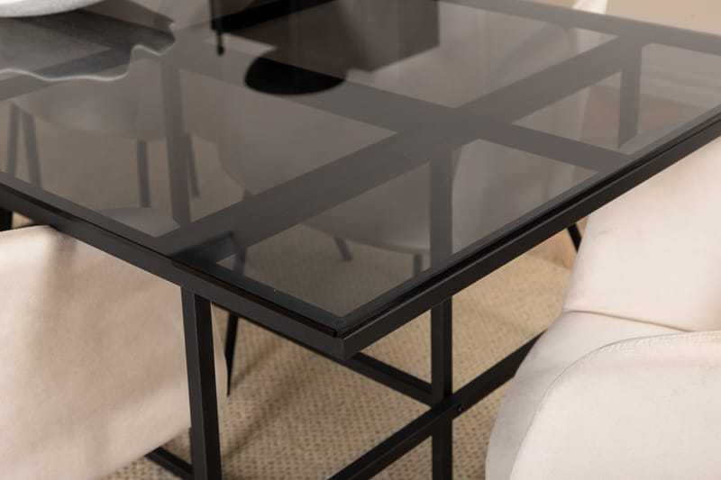 Leifa Matgrupp 200 cm inkl 6 Berita Stolar - Svart/Beige - Möbler - Bord & matgrupp - Matgrupp