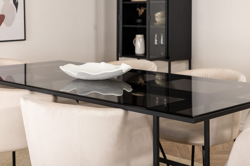 Leifa Matgrupp 200 cm inkl 6 Berita Stolar - Svart/Beige - Möbler - Bord & matgrupp - Matgrupp