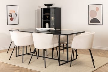 Leifa Matgrupp 200 cm inkl 6 Berita Stolar - Svart/Beige - Möbler - Bord & matgrupp - Matgrupp