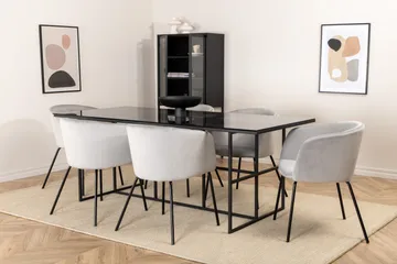 Leifa Matgrupp 200 cm inkl 6 Berita Stolar - Svart/Grå - Möbler - Bord & matgrupp - Matgrupp