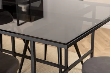 Leifa Matgrupp 200 cm inkl 6 Velvets Stolar - Svart/Grå - Möbler - Bord & matgrupp - Matgrupp