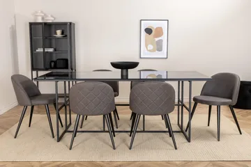 Leifa Matgrupp 200 cm inkl 6 Velvets Stolar - Svart/Grå - Möbler - Bord & matgrupp - Matgrupp