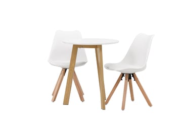 Matgrupp Leonora  65 cm Rund med 2 Zeno stolar - Vit - Möbler - Bord & matgrupp - Matgrupp