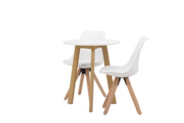 Matgrupp Leonora  65 cm Rund med 2 Zeno stolar - Vit - Möbler - Bord & matgrupp - Matgrupp