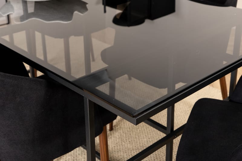 Matgrupp Leria 200 cm inkl 6 Labbetorp Stolar - Glas/Svart/Brun - Matgrupp