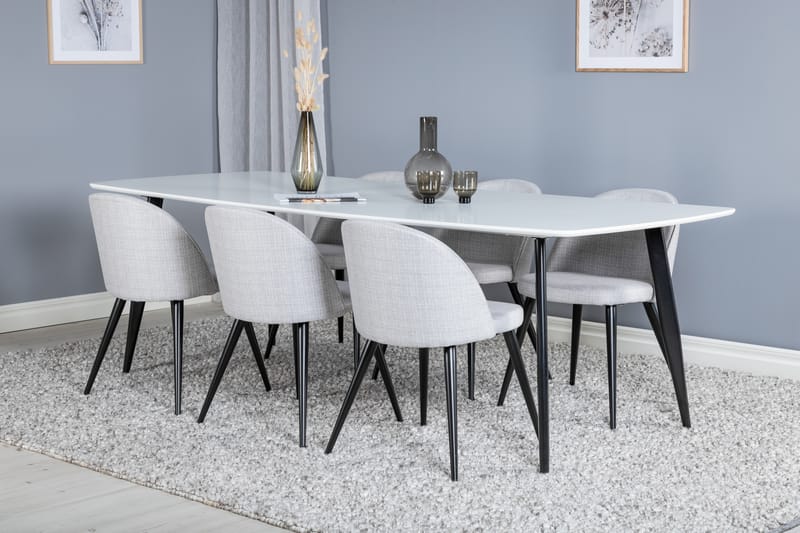 Matgrupp Longreone 240 cm Rektangulär med 6 Longreone Stolar - Svart - Möbler - Bord & matgrupp - Matgrupp