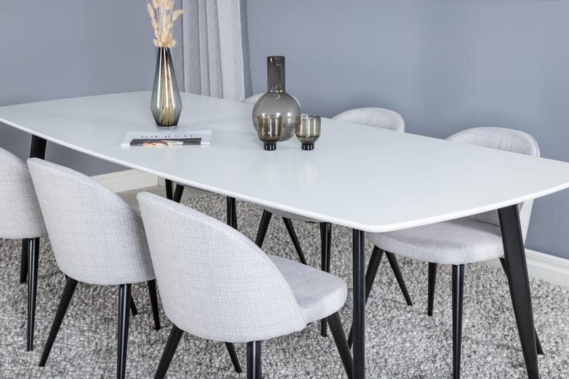 Matgrupp Longreone 240 cm Rektangulär med 6 Longreone Stolar - Svart - Möbler - Bord & matgrupp - Matgrupp