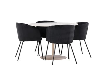 Matgrupp Lycke 110 cm Rund med 4 Berit stolar - Beige/Svart - Möbler - Bord & matgrupp - Matgrupp