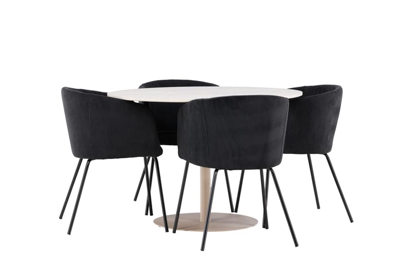 Matgrupp Lycke 110 cm Rund med 4 Berit stolar - Beige/Svart - Möbler - Bord & matgrupp - Matgrupp