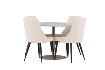Matgrupp Lycke 110 cm Rund med 4 Leone stolar - Beige/Beige - Möbler - Bord & matgrupp - Matgrupp