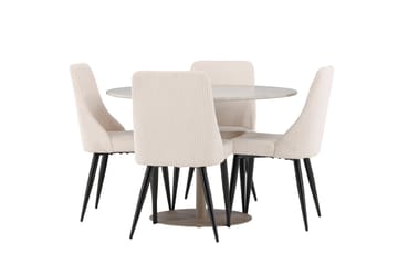 Matgrupp Lycke 110 cm Rund med 4 Leone stolar - Beige/Beige - Möbler - Bord & matgrupp - Matgrupp