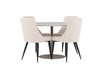 Matgrupp Lycke 110 cm Rund med 4 Leone stolar - Beige/Beige - Möbler - Bord & matgrupp - Matgrupp