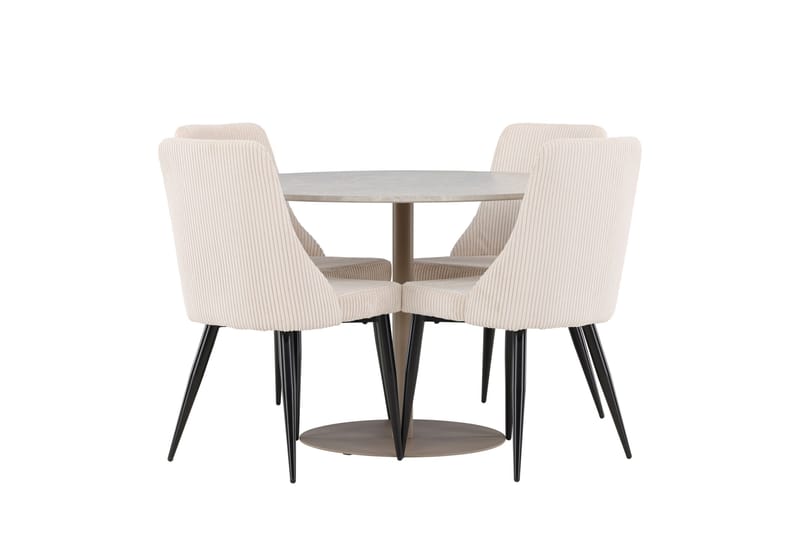 Matgrupp Lycke 110 cm Rund med 4 Leone stolar, Beige/Beige