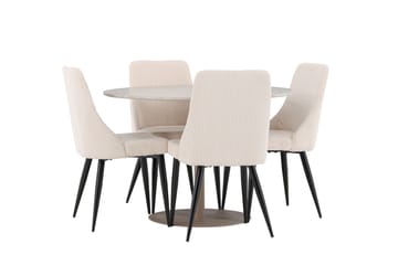 Matgrupp Lycke 110 cm Rund med 4 Leone stolar - Beige/Beige - Möbler - Bord & matgrupp - Matgrupp