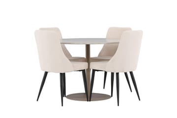 Matgrupp Lycke 110 cm Rund med 4 Leone stolar - Beige/Beige - Möbler - Bord & matgrupp - Matgrupp