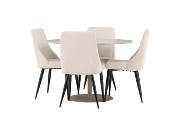 Matgrupp Lycke 110 cm Rund med 4 Leone stolar - Beige/Beige - Möbler - Bord & matgrupp - Matgrupp