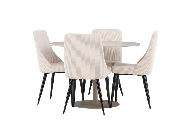 Matgrupp Lycke 110 cm Rund med 4 Leone stolar - Beige/Beige - Möbler - Bord & matgrupp - Matgrupp