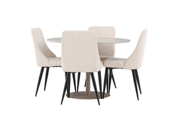 Matgrupp Lycke 110 cm Rund med 4 Leone stolar - Beige/Beige - Möbler - Bord & matgrupp - Matgrupp