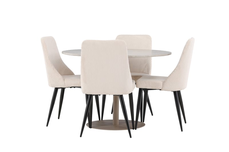 Matgrupp Lycke 110 cm Rund med 4 Leone stolar - Beige/Beige - Möbler - Bord & matgrupp - Matgrupp