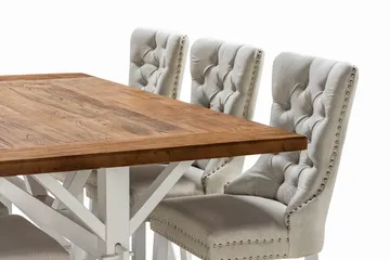 Lyon Förlängningsbar Matgrupp 200 cm inkl 6 Bergviken Stolar - Brun/Vit - Möbler - Bord & matgrupp - Matgrupp