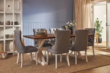 Lyon Förlängningsbar Matgrupp 200 cm inkl 6 Bergviken Stolar - Brun/Vit - Möbler - Bord & matgrupp - Matgrupp