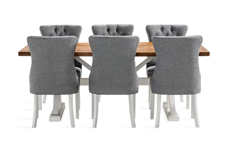 Lyon Förlängningsbar Matgrupp 200 cm inkl 6 Bergviken Stolar - Brun/Vit - Möbler - Bord & matgrupp - Matgrupp