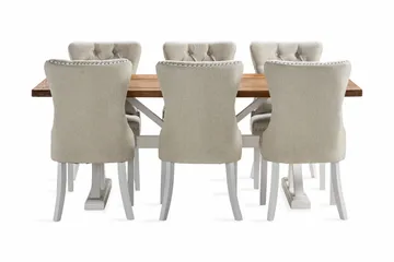 Lyon Förlängningsbar Matgrupp 200 cm inkl 6 Bergviken Stolar - Brun/Vit - Möbler - Bord & matgrupp - Matgrupp