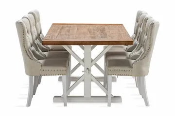 Lyon Förlängningsbar Matgrupp 200 cm inkl 6 Bergviken Stolar - Brun/Vit - Möbler - Bord & matgrupp - Matgrupp