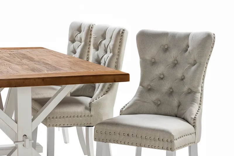 Lyon Förlängningsbar Matgrupp 200 cm inkl 6 Bergviken Stolar - Brun/Vit - Möbler - Bord & matgrupp - Matgrupp